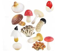 FACAIIO Set Of 12 Mini Mushroom Figurines With Realistic Fly Agaric Shiitake King Oyster Designs For Garden Terrariums Fairy Gardens And Outdoor Landscape Decoration