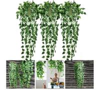 FACAIIO Set of 3 Artificial Hanging Ivy Vines 95cm Green Rattan Leaf Wall Plants for Home Wedding Party Decoration