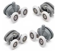 FACAIIO Shower Door Rollers for Twin Butterfly Doors, Adjustable Top and Bottom Wheels 19/23/25/27mm Diameter for 4-6mm Glass Thickness
