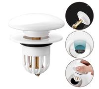 FACAIIO Sink Stopper for Bathroom Sink Drains, 34mm-40mm Universal Fit, Brass Construction with Anti-Clogging Basket, Press-to-Open Closure