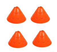 FACAIIO Sports Training Cones 4pcs Large Plastic Marker Discs for Multi-Sport Drills Agility Hockey Cricket Physical Education Bright Colors 25x15cm(Orange-red)