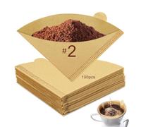 FACAIIO Unbleached Coffee Filter Bags for Pour Over Drip Coffee, Natural Wood Pulp Paper Filters with Handle, V01 & V02 Sizes, 50/100pcs