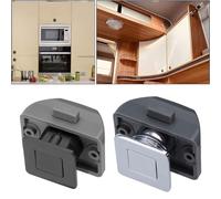 FACAIIO Zinc Alloy Push Button Catch Lock for Motorhome Caravan Camper Cupboard Door Knob Latch Chrome Black