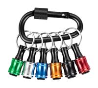 FACAINCXS 1/4 Bit Holder Keychain 6pc, 1/4 inch Hex Shank Bit Holders, Quick Release Bit Holder For Nut Driver, Screwdriver & Drill Bits w/Key Chain Carabiner