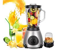 FACAIO Stand Blender, Smoothie Maker, Multifunction Blender Electric, [1.5 L Glass Container Mixer & 650 ml Mini Glass Container Smoothie Maker] 5 Speed Levels + Pulse/Ice-Crush Function (Silver)