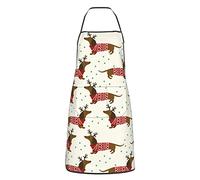 FaCaiYa Christmas Dachshunds Aprons Kitchen Chef Waterproof Adjustable Funny Apron For Bbq With Pockets For Men Women