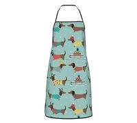 FaCaiYa Christmas Dachshunds Aprons Kitchen Chef Waterproof Adjustable Funny Apron For Bbq With Pockets For Men Women