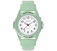 Facasu Analogue Wrist Watch Boys Girls 50 m Waterproof Luminous Dial Sport Silicone Strap Quartz Watch Teenager Students Children's Watch Boys Girls Over 10 Years, Green-l, Modern