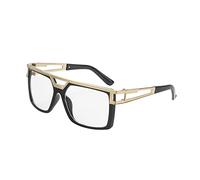 FACATH 80s/90s Sunglasses Vintage DJ Rapper Hip Hop Glasses, Classic Oversized Hippie Glasses for 80s 90s Hip Hop Costume, Square Retro Gold Frame (Black)