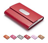 FACATH Business Card Holder, PU Leather Slim Business Card Case - Business Card Carrier ID Case/Wallet Pocket Business Name Card Holder for Women and Men