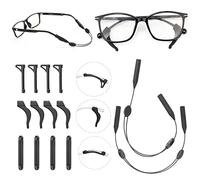 FACATH Eyeglass Ear Grip Soft Comfortable Anti-Slip Holder, Silicone Ear Hook, Eye Glass Temple Tips Sleeve Retainer for Glasses for Reading Glasses, Sunglasses, 6 Pairs Ear Grip + 2 Eyeglass Strap