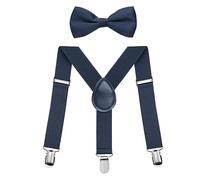 FACATH Kids Suspender & Bowtie Set: Stylish, Adjustable & Perfect for Every Special Occasion, Y-Shape Adjustable Suspenders With Bow Ties Gift Idea For Boys And Girls (Navy blue)