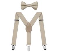 FACATH Kids Suspender & Bowtie Set: Stylish, Adjustable & Perfect for Every Special Occasion, Y-Shape Adjustable Suspenders With Bow Ties Gift Idea For Boys And Girls (Khaki)