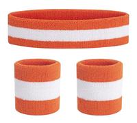 FACATH Striped Sweatband Set Sports Headband Wristband Set Terry Cloth Wristband Athletic Exercise Basketball Wrist Band Headbands Moisture Wicking Sweat Absorbing Cotton Stripped Sweat Band