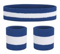 FACATH Striped Sweatband Set Sports Headband Wristband Set Terry Cloth Wristband Athletic Exercise Basketball Wrist Band Headbands Moisture Wicking Sweat Absorbing Cotton Stripped Sweat Band
