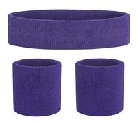 FACATH Sweatband Set Blue Sports Headband Wristband Set Sweatbands Terry Cloth Wristband Athletic Exercise Basketball Wrist Band Headbands Moisture Wicking Sweat Absorbing Cotton Stripped Sweat Band