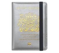 FACATH UK Passport Holder with Gilded UK Passport Pattern: Passport Covers Slim, Durable & British-Themed | Perfect Fit for UK Passports (Grey)
