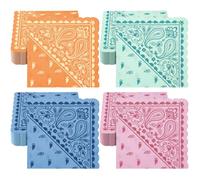 Faccito 100 Pcs Western Party Bandana Napkins 2 Ply Disposable Paisley Print Scalloped Lunch Paper Napkins Bulk for Cowboy Cowgirl Birthday Wedding Party Supplies