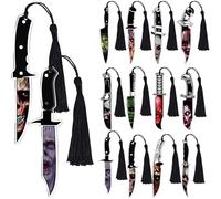 Faccito 12 Pcs Acrylic Gothic Bookmarks Gift Spooky Bookmarks Xmas Ornament Horror Movie Featured Characters Dagger Gothic Horror Bookmark Gift for Novel Fan Writer Scholar Friend