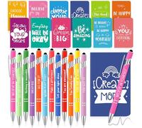 Faccito 12 Sets Class Gift for Students from Teacher End of Year School Leavers Gifts Inspirational Notebooks Staff Motivational Pens Small Motivational Notepads for Graduation Teacher Coworker Nurse