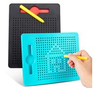 Faccito 2 Pcs Small Magnetic Steel Ball Drawing Board with Pen - Magnetic Doodle Board Tablet for Educational Fidget Gifts(Black, Lake Blue)