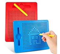 Faccito 2 Pcs Small Magnetic Steel Ball Drawing Board with Pen - Magnetic Doodle Board Tablet for Educational Fidget Gifts(Red, Blue)
