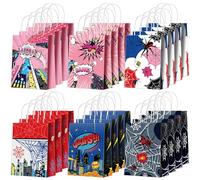 Faccito 24 Pcs Comic Spider Party Favor Bags with Handles Boom Pop Art Style Goodie Bags Double Sided Paper Gift Wrapping for Theme Events Treats Candy and Party Supplies