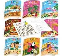 Faccito 24 Pcs Summer Coloring Book Hawaiian Luau Coloring Book Bulk Hawaii Ocean Beach Fruit Hula Party Flamingo Mini DIY Art Drawing Supplies for Summer Hawaiian Birthday Home Party Supplies