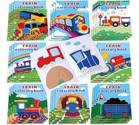 Faccito 24 Pcs Train Coloring Books Bulk Party Favors Trains Mini DIY Art Drawing Book, Drawing DIY Art Painting Color Booklet Goody Bags Fillers Games Party Favors