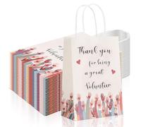 Faccito 24 Pcs Volunteer Thank You Paper Bags with Handles Thank You for Being a Great Volunteer 5. 91 x 3. 15 x 8. 27 Inches Appreciation Bags for Social Workers Church Ministry Charity Supplies