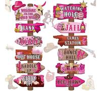Faccito 24 Pcs Western Party Directional Sign Yard Cowboy Rodeo Theme Cutouts Wild West Welcome Sign Decor for Western Birthday Photo Props Backdrop Wall Party Decorations(Colorful)