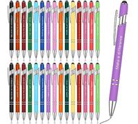 Faccito 30 Pcs Inspirational Ballpoint Pens Motivational Quotes Pen with Stylus Tip Inspirational Positive Encouraging Black Ink Novelty Thank You Gifts for Adults(Encouraging)