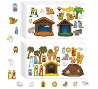 Faccito 468 Pcs Nativity Scene Stickers Make a Nativity Jesus Birth Scene Stickers Christmas Christian Crafts for Women Religious Party Favors for Christmas Wall Window Home Decor,24 Sheets