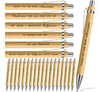 Faccito 48 Pcs Inspirational Bamboo Ballpoint Pens Motivational Quotes Wood Bamboo Pens Encouraging Messages Black Ink for Office Employee Students Teacher Adults Kids Gift Writing School Office