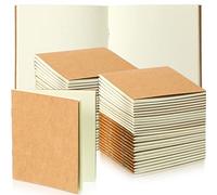Faccito 50 Pack Mini Pocket Kraft Notebooks Bulk Journal Notepads Small Notebooks Memo Sketchbooks Writing Notepad for Kid School Classroom, Party Favors Supplies, 4 x 4 Inch(Brown, Blank Page)