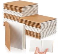 Faccito 50 Pack Mini Pocket Kraft Notebooks Bulk Journal Notepads Small Notebooks Memo Sketchbooks Writing Notepad for Kid School Classroom, Party Favors Supplies, 4 x 4 Inch(Brown, Dotted Page)