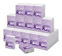Faccito 50 Pack Pancreatic Cancer Awareness Pocket Tissues Purple Ribbon Tissue Paper Bulk for Domestic Violence, Lupus, Overdose, Alzheimer's & Cancer Survivor Gift Charity Event Supplies