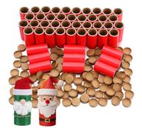 Faccito 50 Pcs Red Firework Tubes 1"x2-1/2"x3/25" Stick Fireworks Pyro Cardboard Tubes and End Plugs for Patriotic 4th of July Party Favors Birthday Wedding Decor