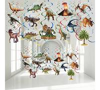 Faccito 57 Pcs Dinosaur Hanging Swirls Birthday Party Decorations Jungle Theme Party Supplies Dinosaur Foil Swirls Ceiling Spiral Streamers for Girl Boy Baby Shower, Only 27 Cards