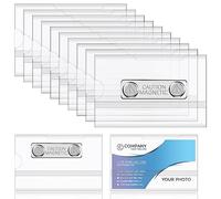 Faccito Magnetic Name Badge Holder 3.5 x 2.2 in PVC ID Name Tags Magnetic Name Tags for Work Conference Badges Horizontal Identification Card Holder for Schools Corporate Conference (10 Pcs)
