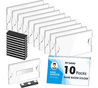 Faccito Magnetic Name Badges 90 x 54 mm Horizontal ID Card Holder DIY Magnetic Name Tags Clear Acrylic Sign Display Holder Printable Label for School Colleges Corporate Event Jacket(10 Pcs)
