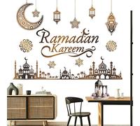 Faccito Ramadan Decorations Ramadan Eid Mubarak Kareem Stickers, Islamic Wall Decor Happy Ramadan Mubarak Arabic Party Decor, Window Living Room Bedroom Mirror Wall Ramadan Party Decorations Supplies