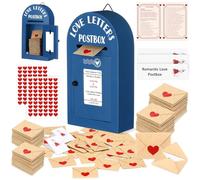Faccito Romantic Love Postbox with 60 Mini Love Notes and Envelopes Loveletters for Mother's Day Him Long Distance Relationship Gifts for Husband Boyfriend Couple Mother's Gifts(Blue,Classic)