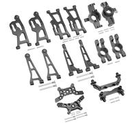 FACCNOY Mjx 14210 14209 Metal Steering Cup Upper Lower Swing Arm Set Shock Tower Bracket Body Post RC Car Upgrade Spare Part (Black)