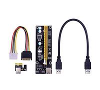 FACDEM 100PCS VER006S PCI-E 1X to 16X Riser Card Extender 60CM USB 3.0 Cable/SATA to 4Pin Power Cord for Video Graphics Card(0.3M)