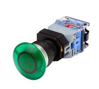 FACDEM 22mm LA38 illuminated Pushbutton Switch Self-Locking Reset Flat Head Jog Switch 24 220V Red Green Start Mushroom Knob With light Self-locking (Color : With light (Green)-01, Size : 6V)