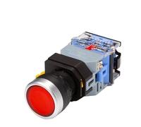 FACDEM 22mm LA38 illuminated Pushbutton Switch Self-Locking Reset Flat Head Jog Switch 24 220V Red Green Start Mushroom Knob With light Self-locking (Color : With light (red), Size : 6V)