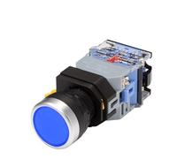 FACDEM 22mm LA38 illuminated Pushbutton Switch Self-Locking Reset Flat Head Jog Switch 24 220V Red Green Start Mushroom Knob With light Self-locking (Color : With light (Blue), Size : 6V)