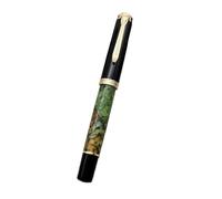 FACDEM Acrylic Piston Fountain Pen Gold Clip Soft Smooth No.5 Schmidt Nib Inking Students Writing Gift Pen(Green Damond,Schmidt B(1.0mm))