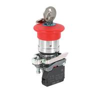 FACDEM Key reset Key emergency stop button Button XB4-BS142 Mushroom head key switch 2NC
